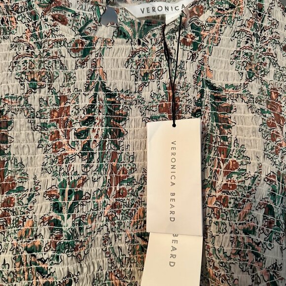 NWT Veronica Beard Kali Top Stone Multi Smocked Blouse Size 2 - Picture 5 of 11
